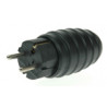 Fiche male caoutchouc avec terre 230V IP44 10-16A - Noir
