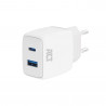 USB-C +USB-A Oplader Wit 20W