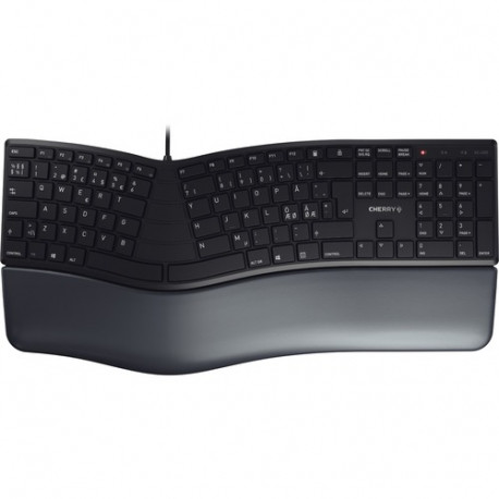 CHERRY Clavier Ergonomique USB AZERTY Belge Noir