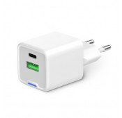 Oplader GaN USB A & USB-C 30W - 2 poorten - 5-20V 3A - Wit