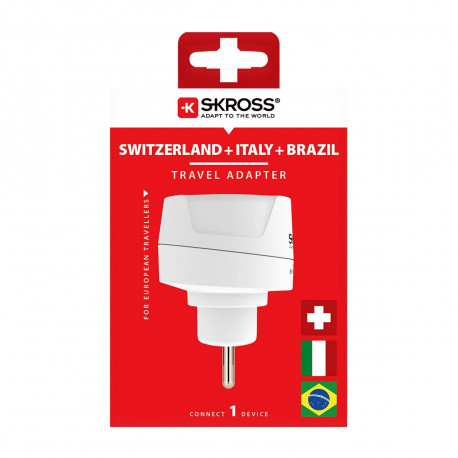 Adaptateur de voyage Europe vers Suisse + Italie + Brésil