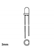1 WHITE LED 3mm TRANSPARENT - 6300mcd - 20mA