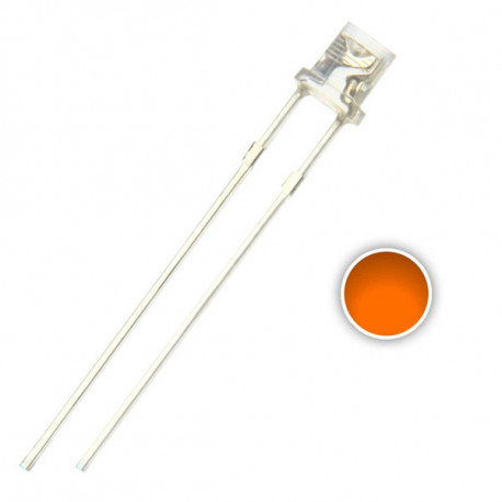 1 ORANJE LED 3mm TRANSPARANT - 2200mcd - 20mA