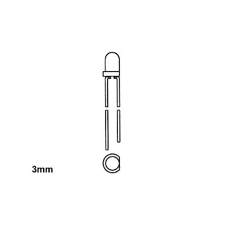 1 LED BLANCHE 3mm TRANSPARENT - 6300mcd - 20mA