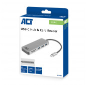 ACT USB-C hub 3.0, 3x USB-A, card reader, PD pass-through