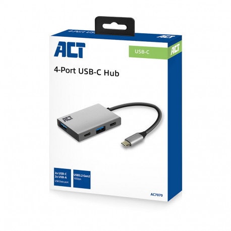 ACT USB-C hub 3.2 Gen2 10Gbps, 2x USB-C, 2x USB-A