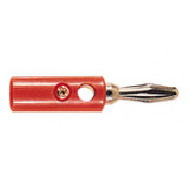 Mannelijke banaanstekker met bus 4mm rood - 10st