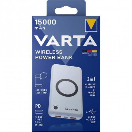 Varta Powerbank Wireless 15000mAh 1x USB-C + 2x USB-A