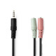 Stereo jack cable 3.5 mm Male 2x jack 3.5 mm Female 0.20M