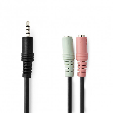 Stereo jack-kabel 3.5 mm Man 2xjack 3.5 mm Vrouwelijk 0.20M