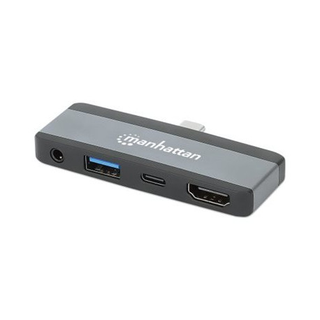 Manhattan 4-in-1 - USB-C - HDMI, USB-A, USB-C PD, jack 3.5
