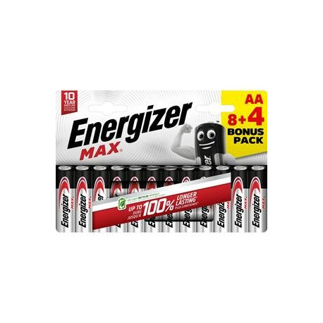 Energizer - Alkaline batterijen MAX AA 8+4 Promo